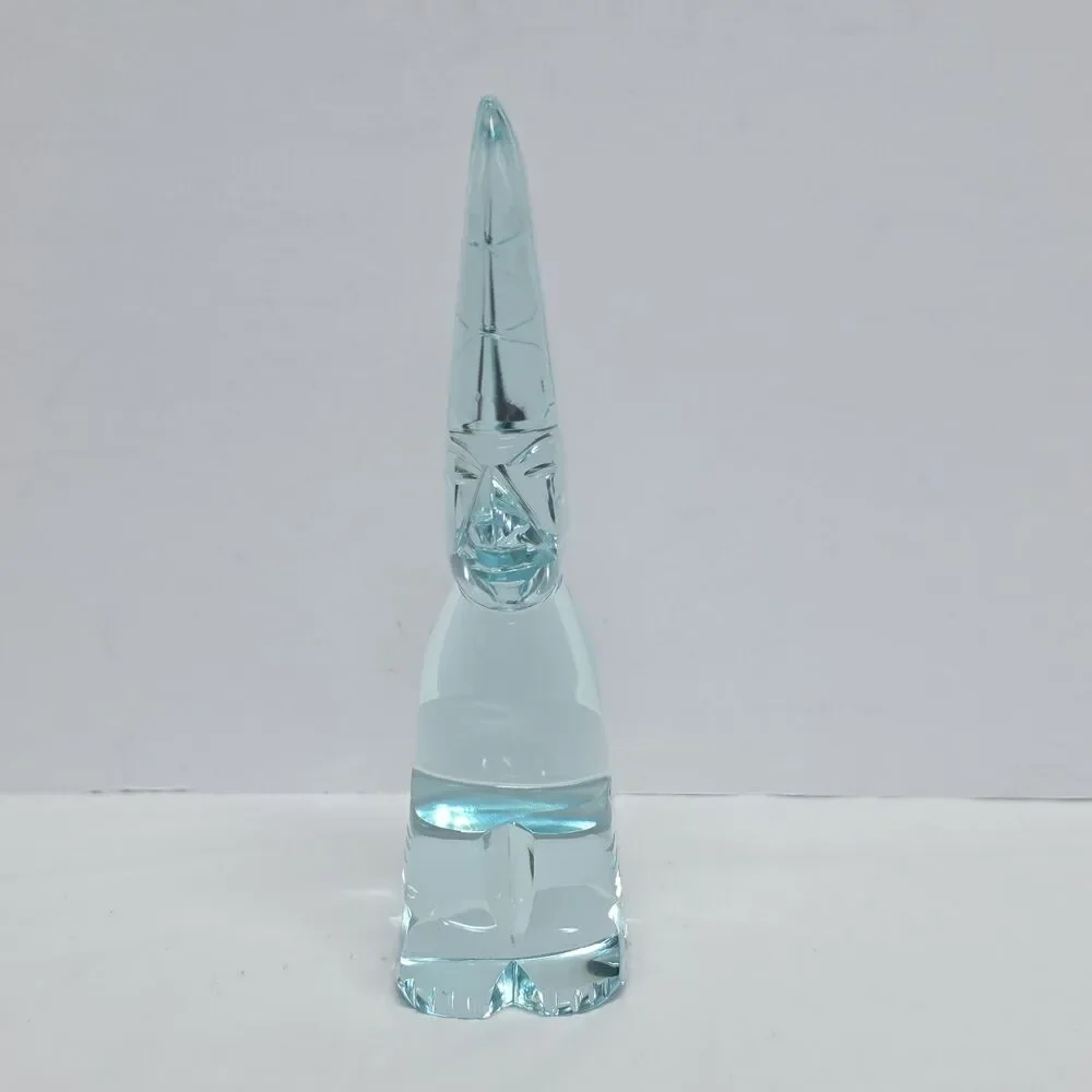 Vintage Aqua Turquoise Blue Green Art Glass Incan Mayan Warrior Tiki Figurine 7